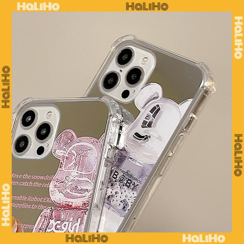 iPhone Case Acrylic HD Mirror Laser Airbag Shockproof Protection Camera Cute Cartoon Bear Compatible For iPhone 11 iPhone 13 Pro Max iPhone 12 Pro Max iPhone 7 Plus iPhone xr