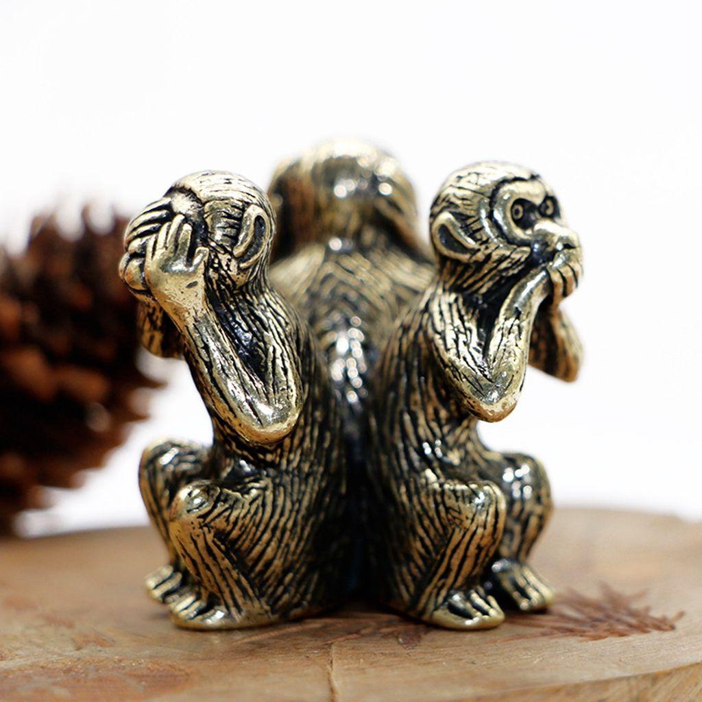 MIQUEL Wise Tượng Khỉ No Hear, No See Three Monkeys Bằng Đồng Trơn Thủ Công Trang Trí Nhà Cửa