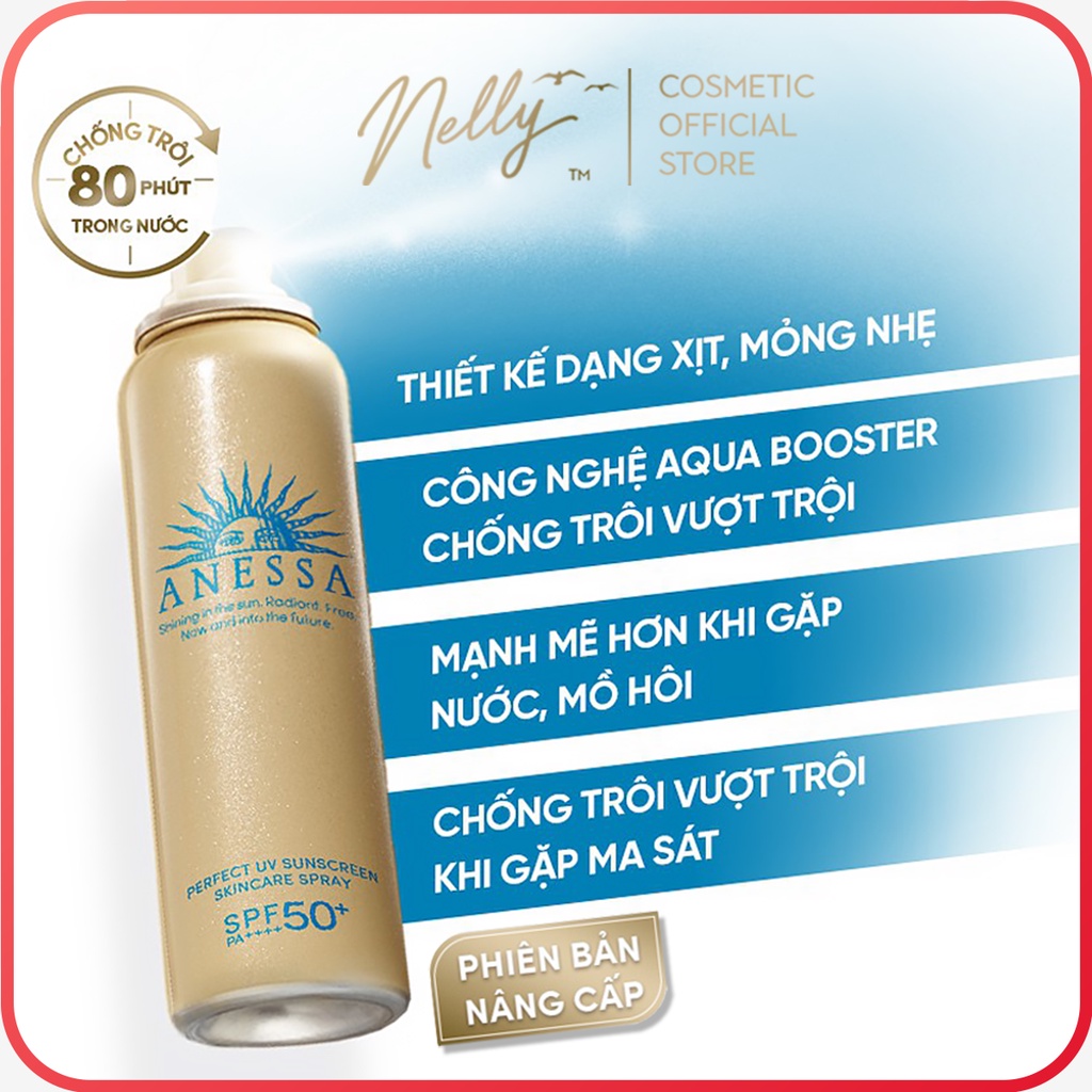 Xịt chống nắng Anessa kiềm dầu, dưỡng da, tiện lợi Anessa Gold Spray 60g.