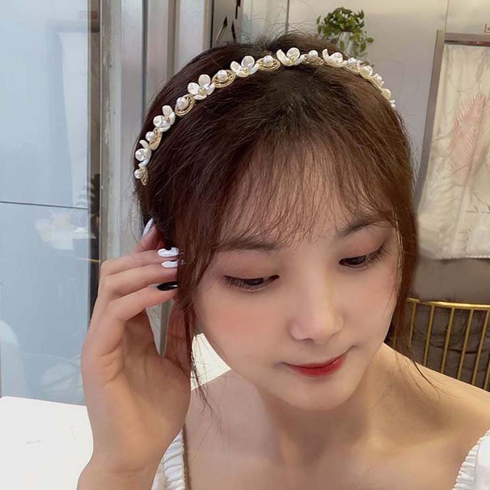 Băng Đô Cài Tóc Đính Ngọc Trai Nhân Tạo Phong Cách Retro