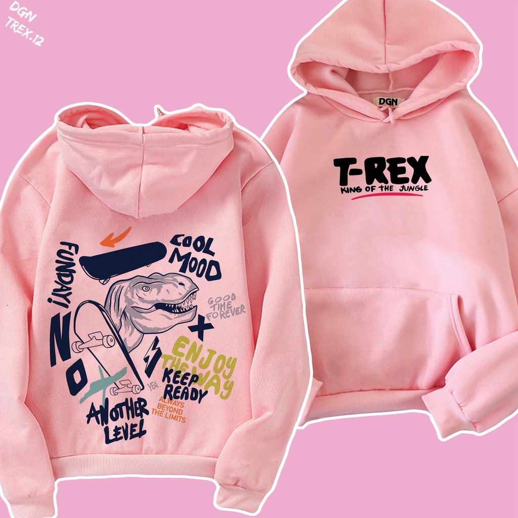 Hoodie hồng áo đẹp giá tốt hình khủng long TREX.12