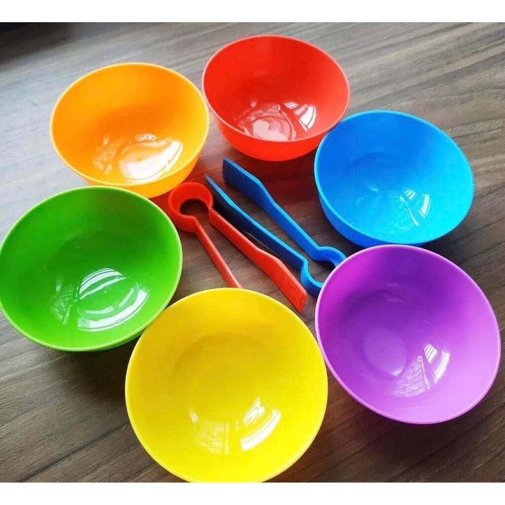 Bộ đồ chơi tập gắp Pompom kèm bát nhựa, bông màu, ly, kẹp giúp bé phát huy sáng tạo