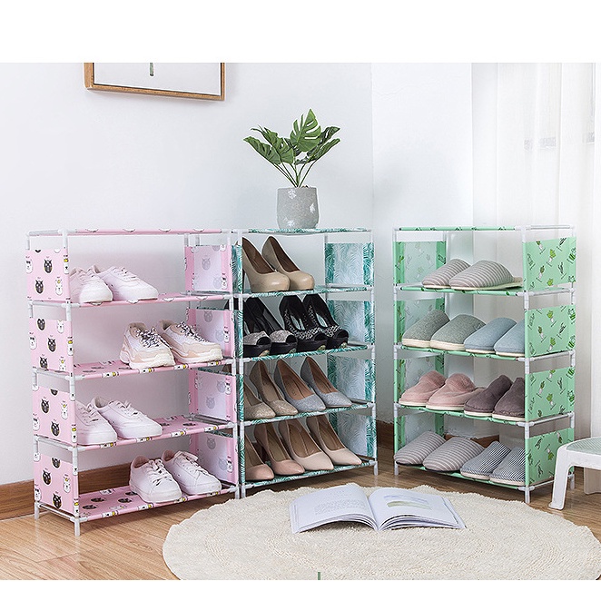Kệ để giày dép 4 tầng 3 ngăn họa tiết hiện đại