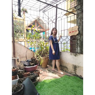 Váy Xanh Viền Thang Trắng ( kèm ảnh thật )
