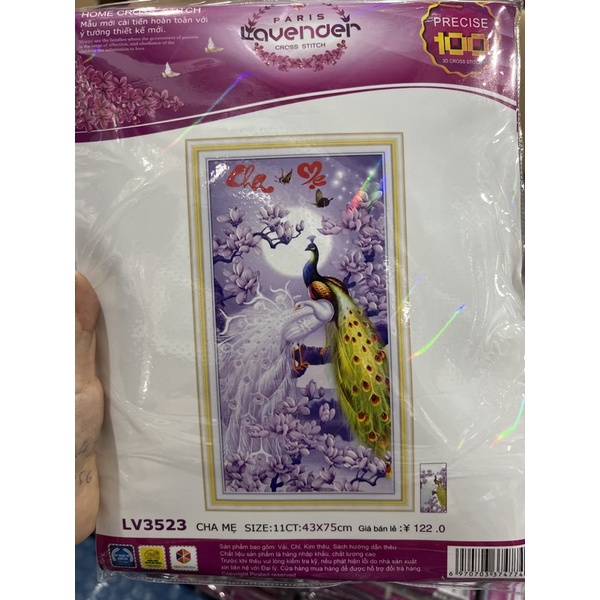 tranh thêu chữ thập cha mẹ lv3523 (43x75)