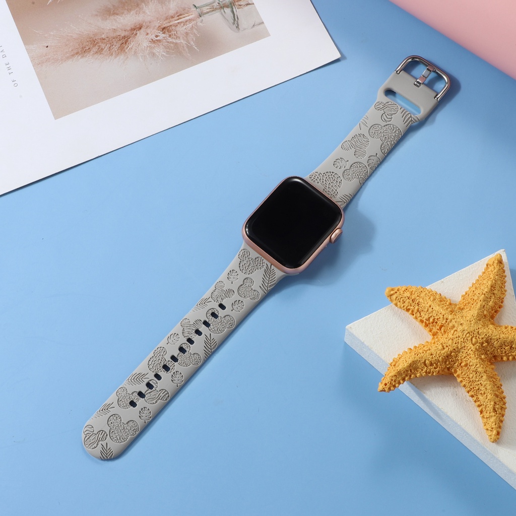 Dây Đeo Đồng Hồ Bằng Silicone Hình Chuột Mickey Hoạt Hình Cho Apple Watch 38mm 40mm 41mm 42mm 44mm 45mm 8 7 6 SE 5 4 3 2 1