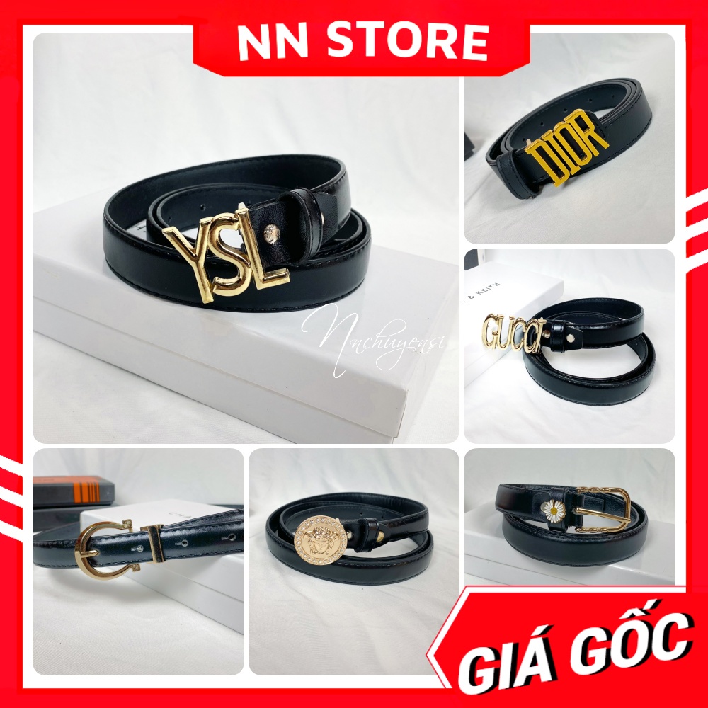 Dây nịt nữ chất da dày dặn phối logo thương hiệu dễ thương Thắt lưng nữ
