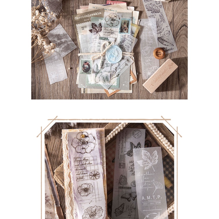 Bộ 30 Giấy Axit sulfuric In Họa Tiết Hoa Phong Cách retro Dùng Trang Trí Sổ Tay diy