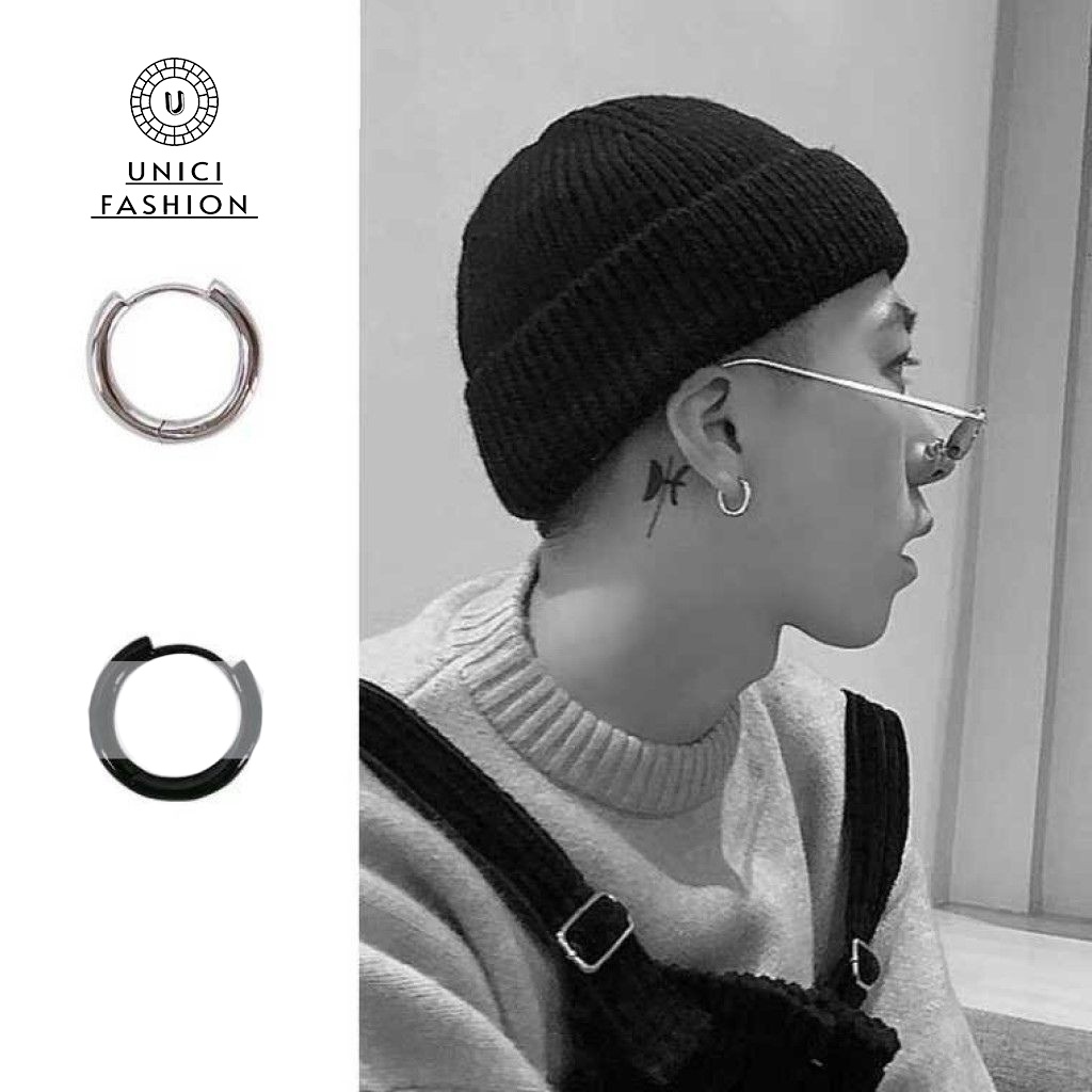 [PHỤ KIỆN UNISEX]Khuyên tai tròn titan UNICI mạ Bạc - khuyên tai nam G-Dragon- bông tai cực chất trẻ trung, thời thượng