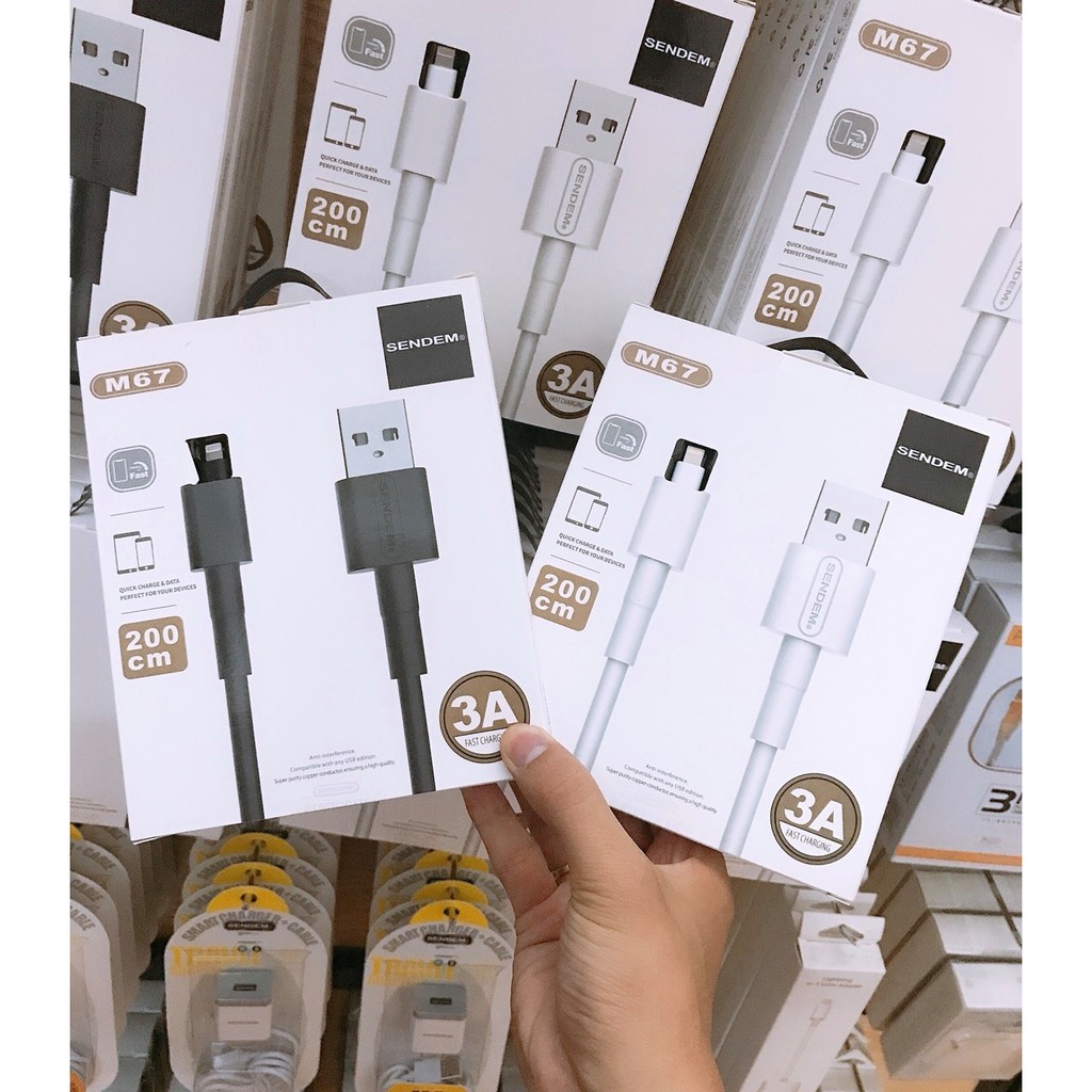 [Miễn Phí Ship Từ 50K] Cáp 1m M66 - Chính Hãng Sendem Cho Iphone/samsung/ tyte C _Cáp Lighting /Micro_(Bảo Hành 6 Tháng)