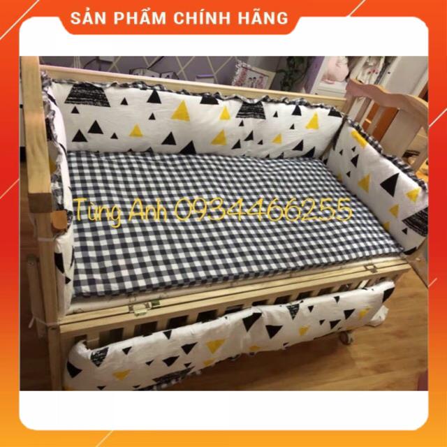 Bộ quây cũi kèm đệm và gối (mẫu kẻ caro 20)