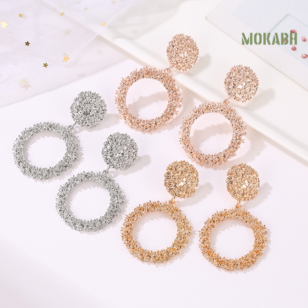 Bông Tai Hình Tròn Thiết Kế Đục Lỗ Thời Trang Cho Nữ