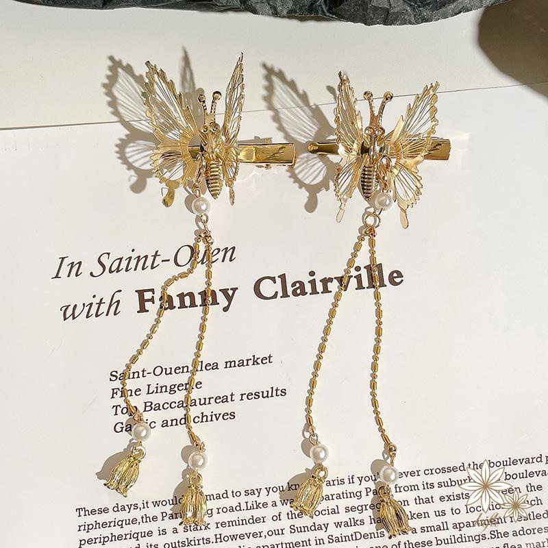 【Kifli】Kẹp tóc nữ hình bướm phối tua rua nhỏ gọn thời trang Hàn Quốc 2022