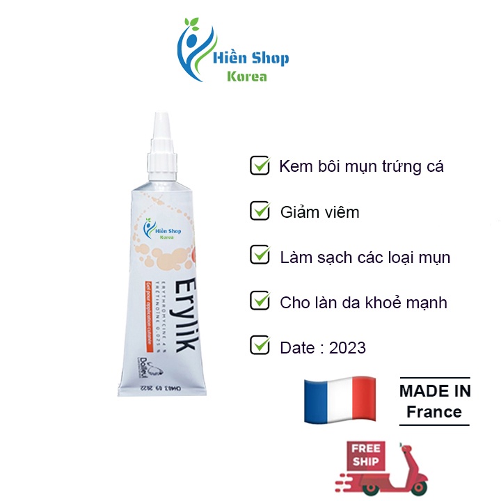 ( sp mới bị xoá 1k lượt bán ) Erylik kem bôi mụn trứng cá, mụn bọc, mủ , mụn ẩn, đầu đen của pháp