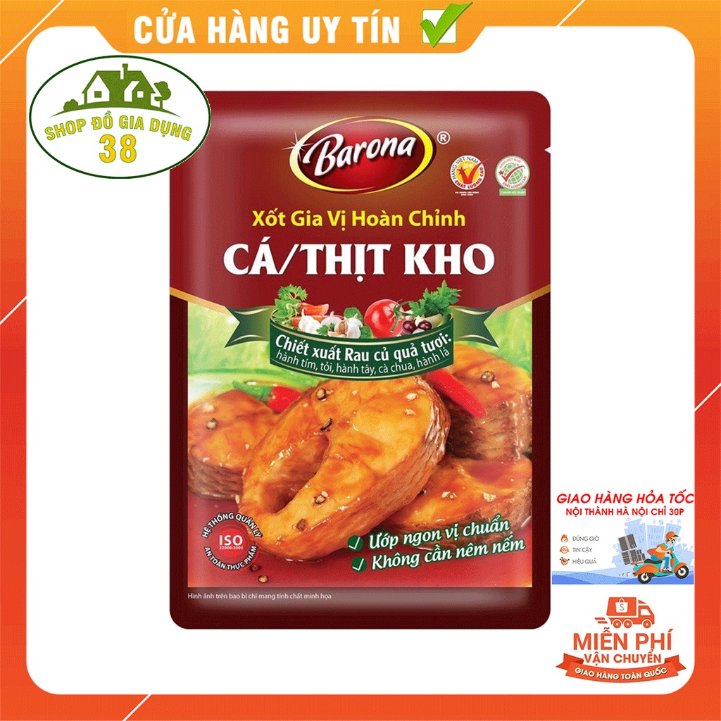 Xốt Cá/Thịt Kho Gia Vị Hoàn Chỉnh Barona - Cá/Thịt Kho gói 80h