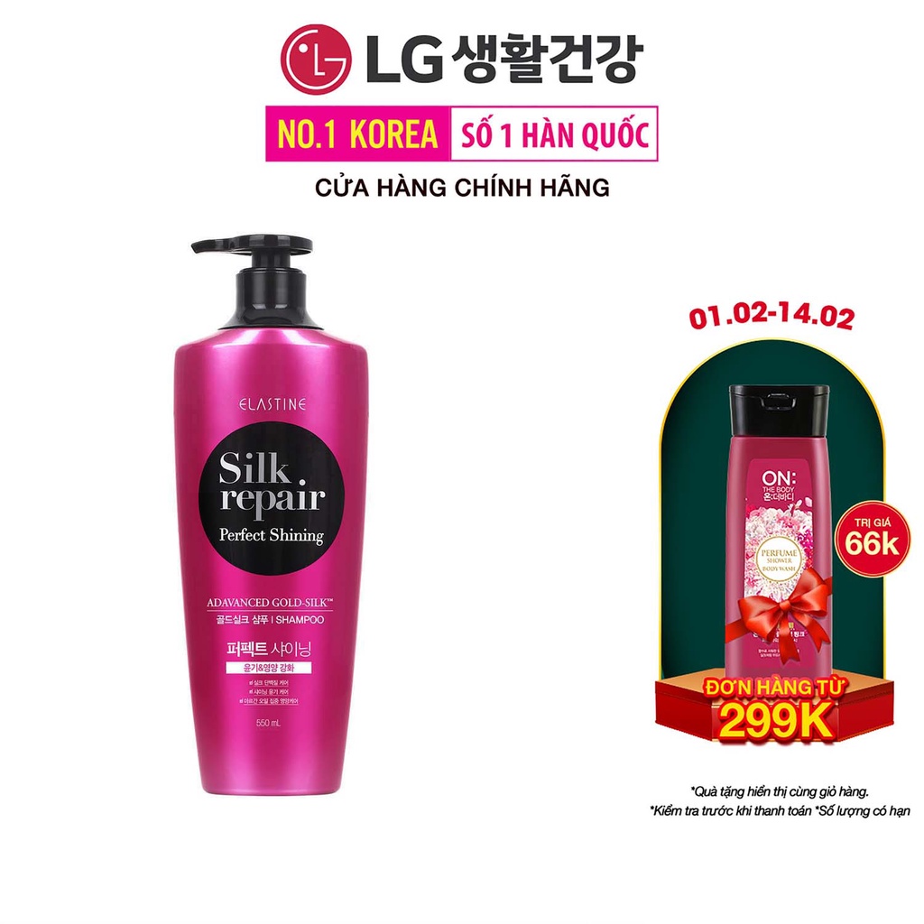 Dầu gội chăm sóc và nuôi dưỡng tóc Elastine Silk Repair Perfect Shining Gold Silk 550ml | BigBuy360 - bigbuy360.vn