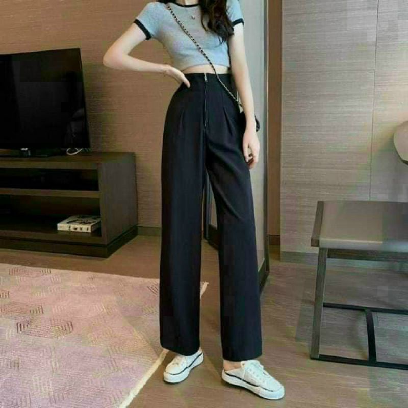 Quần suông dây kéo hot 2021 chân dài như siêu mẫu