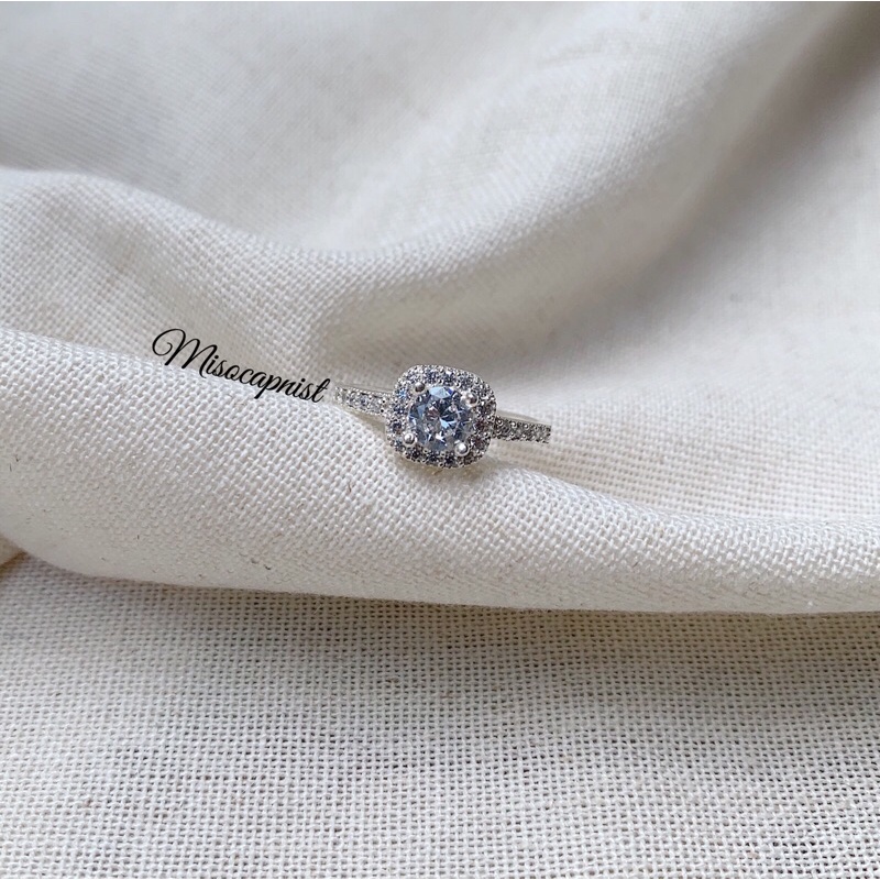 Nhẫn bạc ta ổ đá vuông mix dải đá lấp lánh ✨