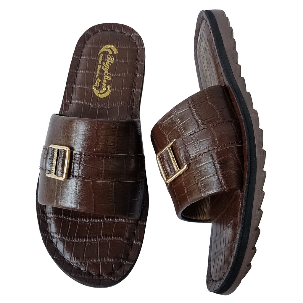 Dép Nam Quai Ngang Da Bò Thật BIGBEN Cao Cấp DN335