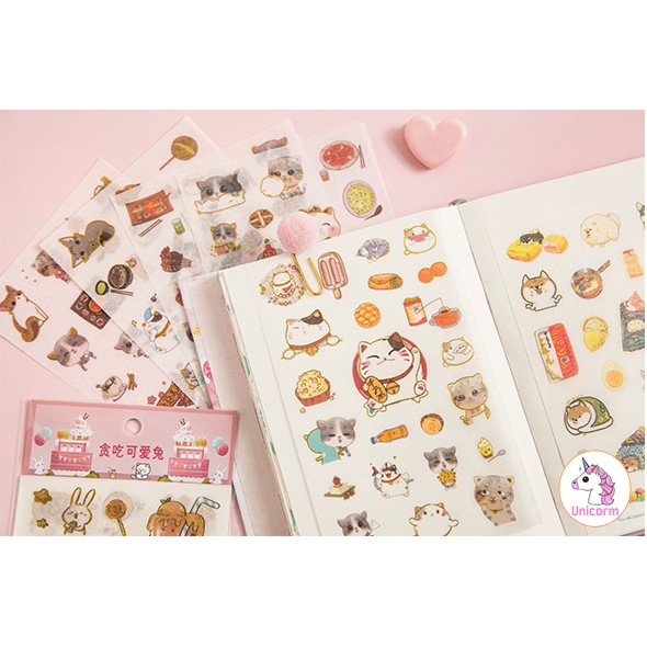 Set 6 Tấm Sticker Giấy Theo Chủ Đề siêu ngộ nghĩnh