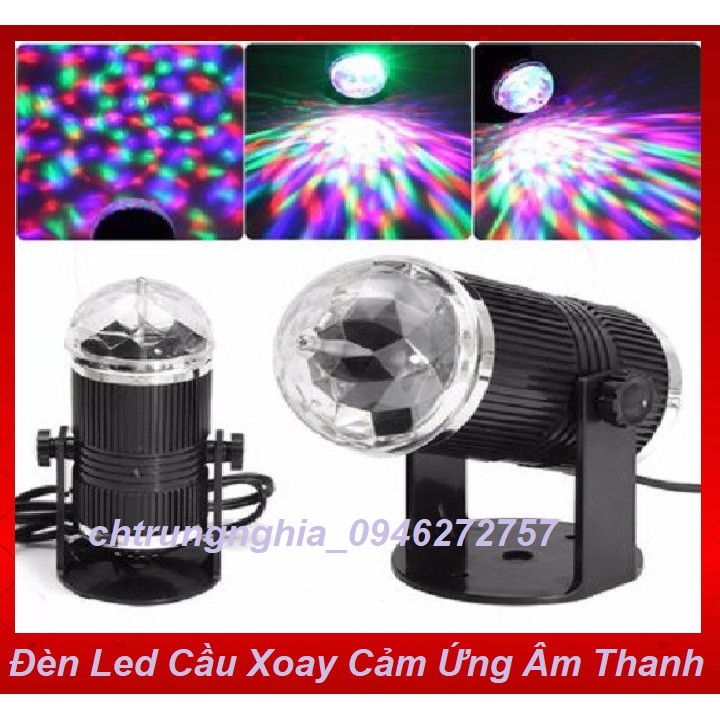 [GIÁ HỦY DIỆT] Đèn Led Cầu Xoay Pha Lê 7 Màu Cảm Ứng Âm Thanh