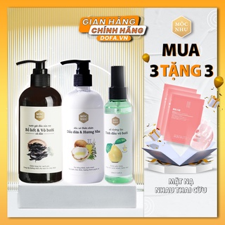 Bộ ba chăm sóc tóc toàn diện- Nước Gội Bồ Kết Vỏ Bưởi Cô Đặc - Dầu Xả Dầu Dừa Hương Nhu -Tinh Dầu Xịt Dưỡng Tóc Vỏ Bưởi