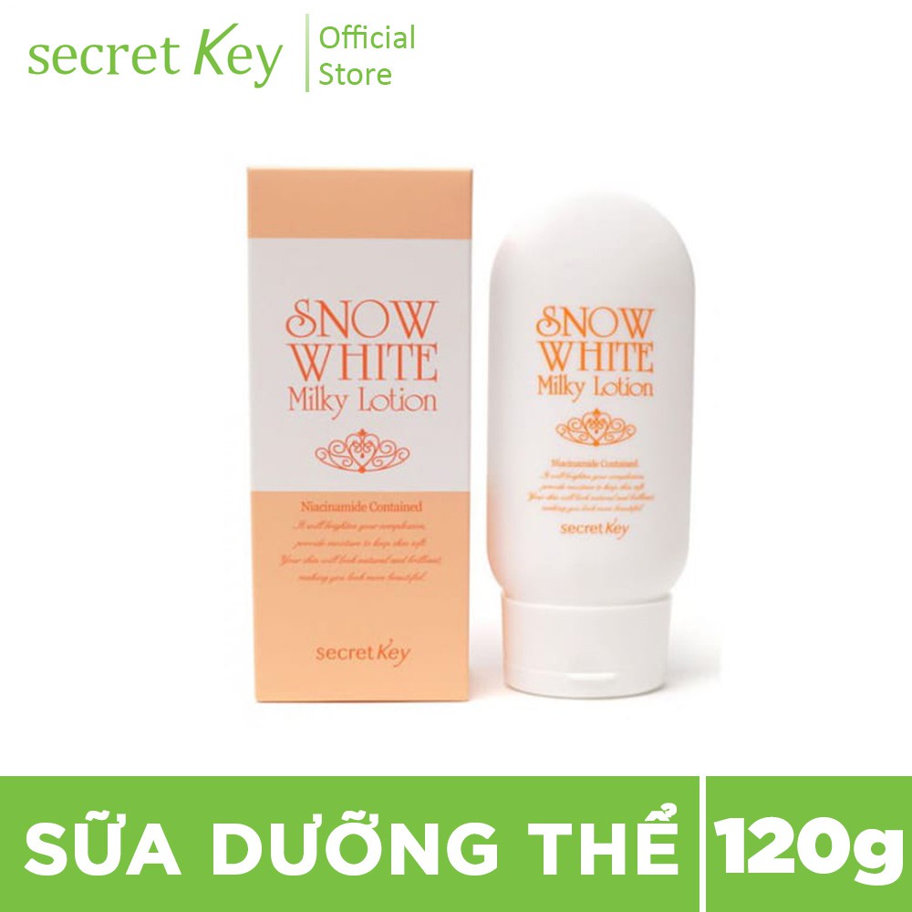 Combo 4 sản phẩm chăm sóc da: Kem Tắm Trắng - Kem Dưỡng Trắng Da - Lotion - Giảm thâm nách Secret Key Snow White