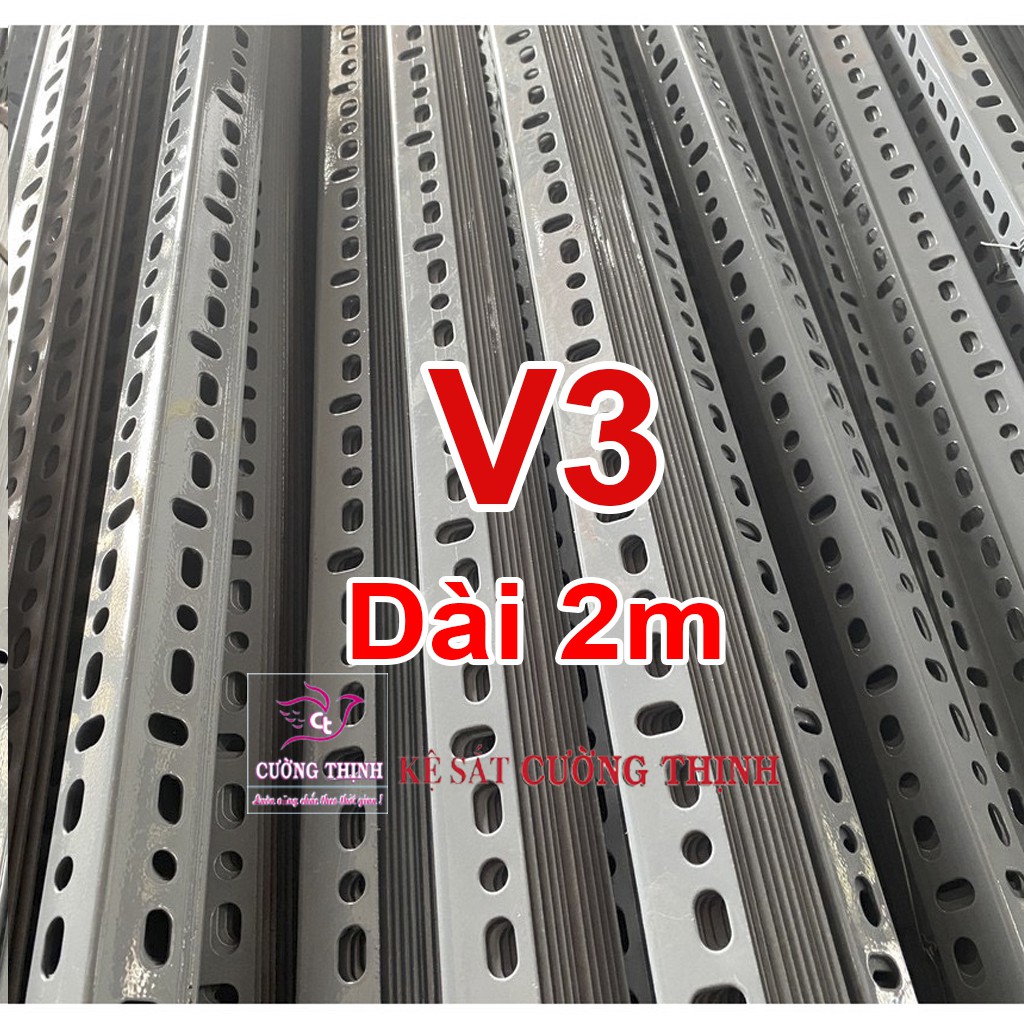 Sắt V lỗ (V3 dài 2m, dày 1,6mm) Thanh sắt V3x3, Thép V lỗ, Kệ sắt đa năng, Kệ sắt V lỗ, Sắt V làm kệ ...