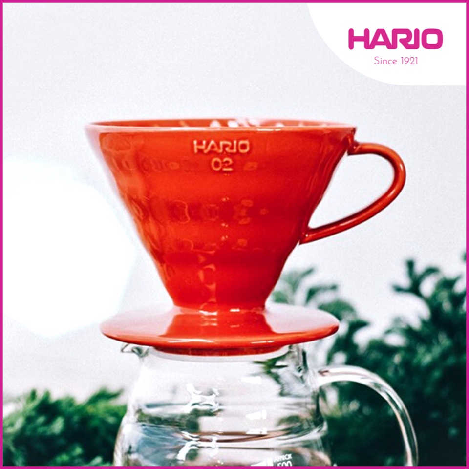 Phễu lọc cà phê Hario V60 sứ đỏ | 1-2 cups (size 01) và 3-4 cups (size 02)