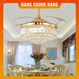 Quạt trần đèn dấu cánh, quạt trần phòng khách QPF106- cánh cụp cánh xòe có 3 chế độ ánh sáng sang trọng-điều khiển từ xa