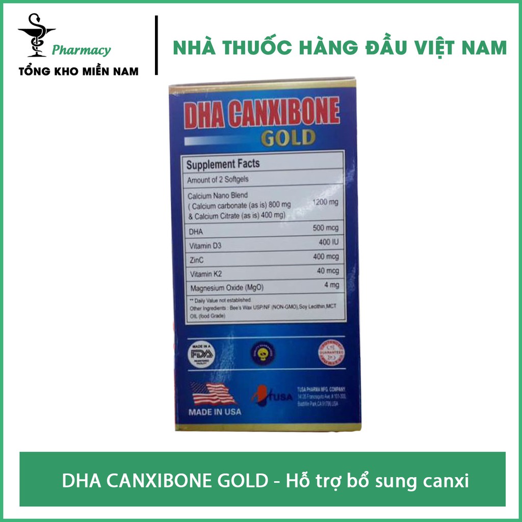 Viên Uống DHA CANXIBONE GOLD - Bổ sung sự thiếu hụt Canxi, Vitamin D3 – Hộp 60 viên – Tổng Kho MiềnNam