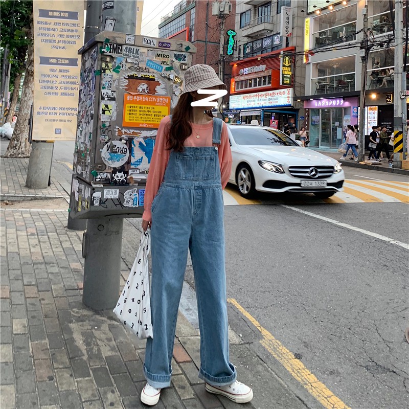 Quần Yếm Denim Ống Rộng Thời Trang Xuân Thu Cho Nữ | BigBuy360 - bigbuy360.vn