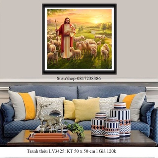 Tranh thêu chữ thập  Chúa Giê Su chăn chiên Lv3425 (50 x 50 cm)