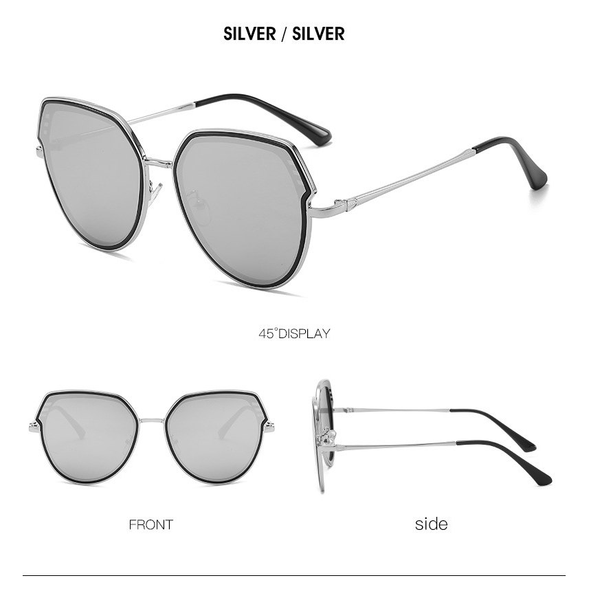 Kính mát gọng mắt mèo đa giác thời trang hàng hải châu Âu và Mỹ