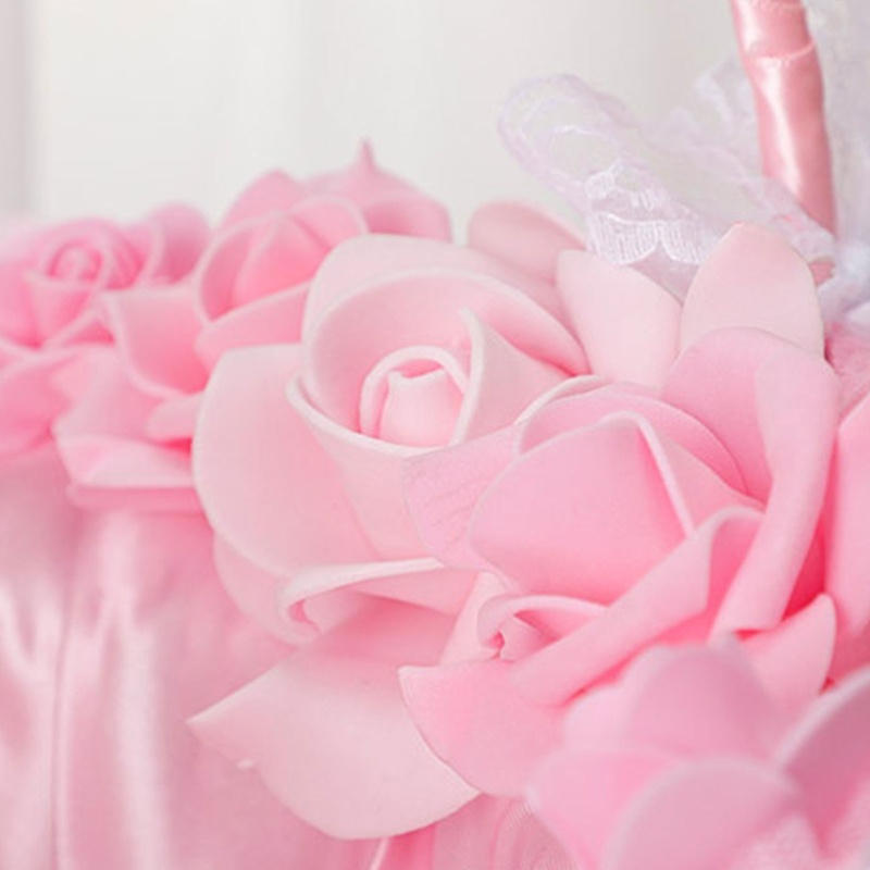 Giỏ Hoa Nhỏ Bằng Satin Phối Ren Và Ghim Cài Xinh Xắn Trang Trí Tiệc Cưới