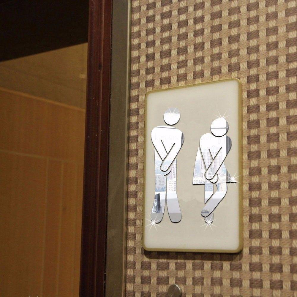 Đề Can 3D Tráng Gương Vui Nhộn Dán Lối Đi Toilet Trang Trí Nhà Tắm