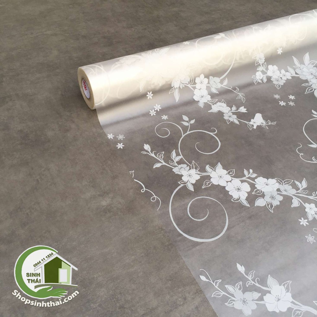 Giấy dán kính dây hoa lá màu trắng -  Cắt thành 1 tấm liền tùy theo số lần đặt
