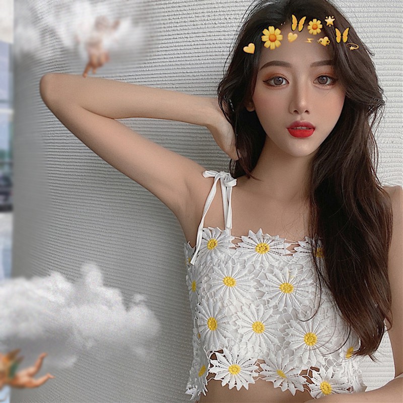 Summer Ladies Flower Lace Sexy Short Section Slim Camisole Beach Vest | BigBuy360 - bigbuy360.vn