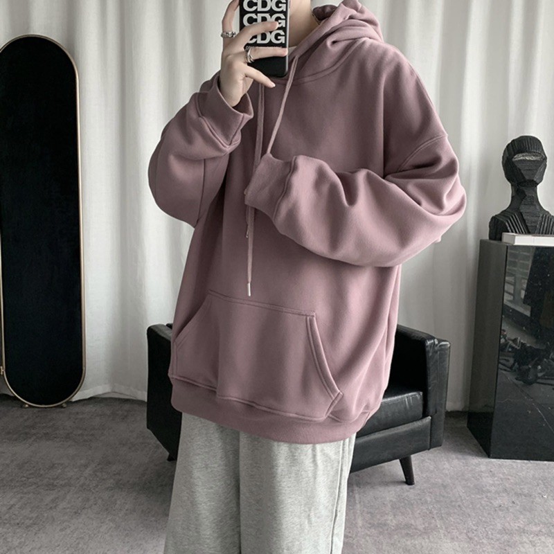 áo hoodie trơn hồng ruốc (dây cổ trắng) | BigBuy360 - bigbuy360.vn