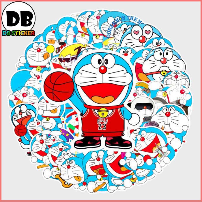 [Set 52 Cái] Bộ Sticker hình Doraemon dễ thương dán trang trí laptop, mũ bảo hiểm, vali, xe tay ga, ván trượt - DB.018