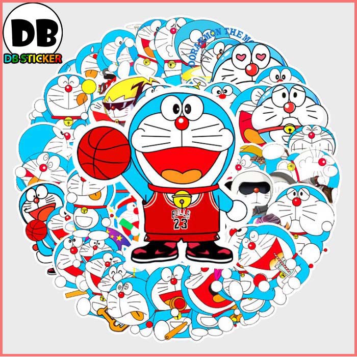 [Set 52 Cái] Bộ Sticker hình Doraemon dễ thương dán trang trí laptop, mũ bảo hiểm, vali, xe tay ga, ván trượt - DB.018