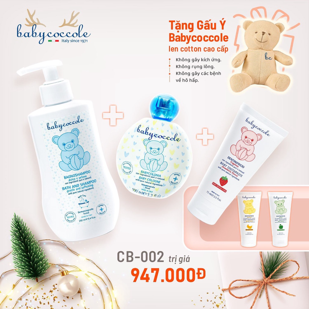 Combo Babycoccole 0M+ tặng kèm gấu Ý và Hộp quà