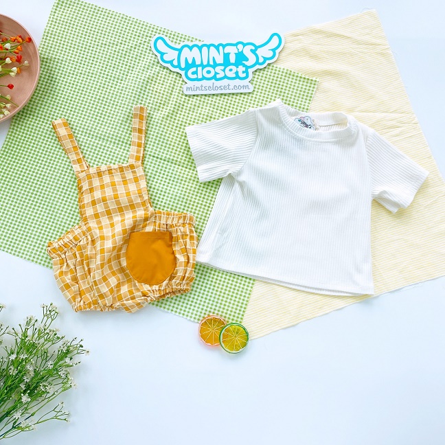 Set áo kèm yếm caro cho bé gái sơ sinh 1 2 tuổi MINTSCLOSET Mint's Closet - YE5023 - YE5029