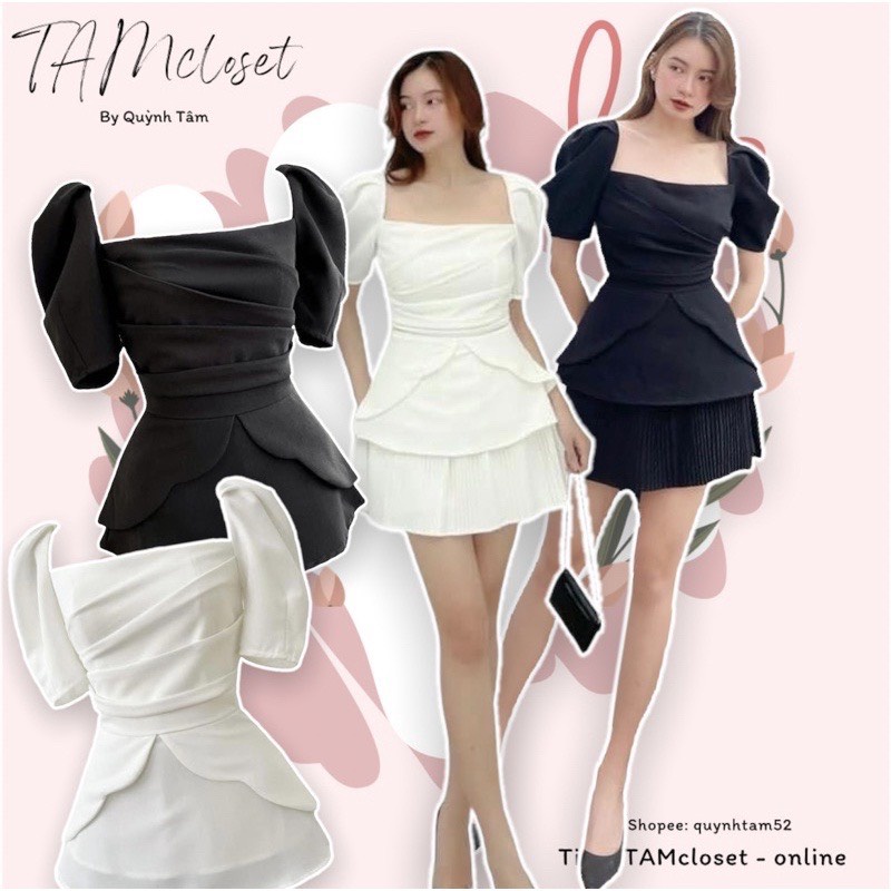 Pass Áo peplum công sở tay phồng chưa giật tag A5