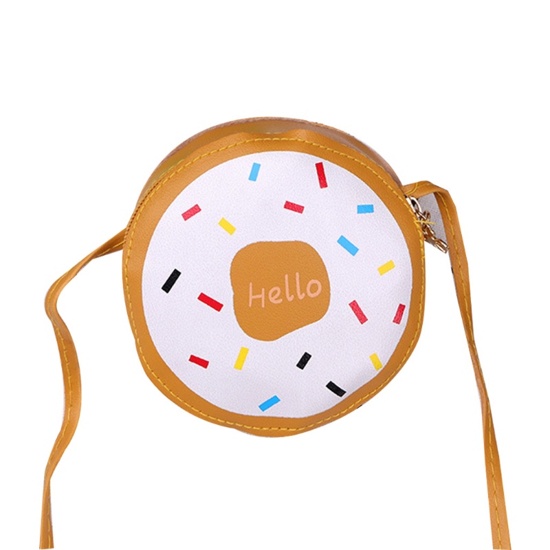 Túi Đeo Chéo Da PU Hình Bánh Donut Đáng Yêu Dành Cho Bé Gái