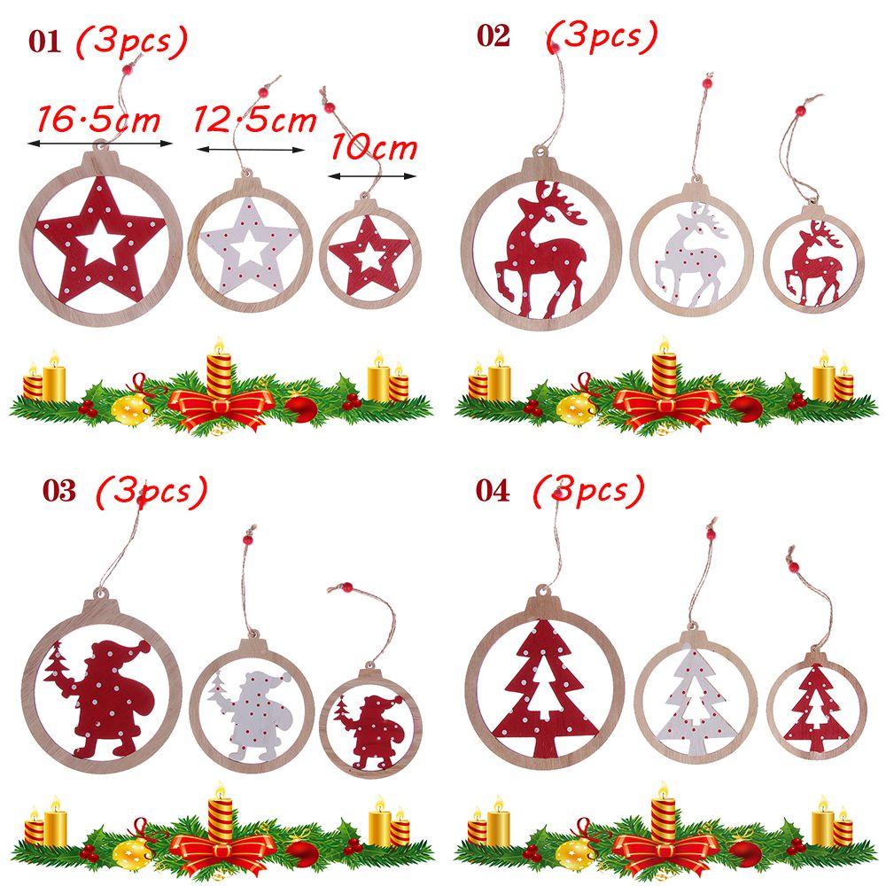 Bộ 3 Phụ Kiện Trang Trí Cây Thông Giáng Sinh Bằng Gỗ