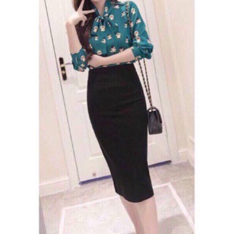 CHÂN VÁY THUN LỤA DÁNG BÚT CHÌ
