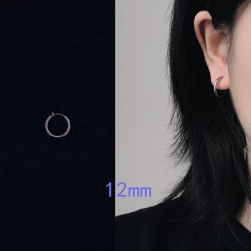 Khuyên tai tròn thép titan không gỉ không cần bấm lỗ phong cách Hiphop Đường phố thiết kế Đơn giản Thanh lịch