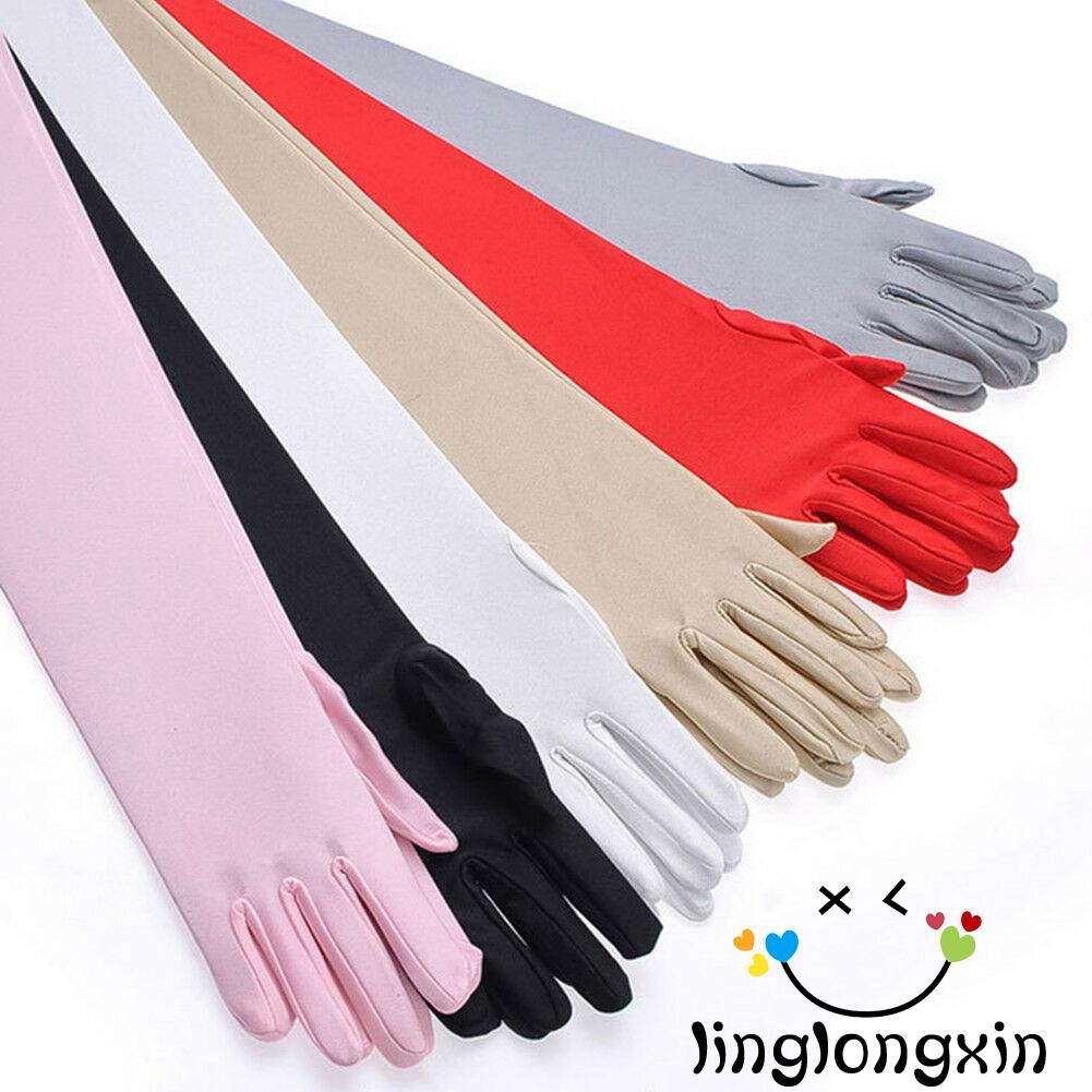 Găng tay dài vải satin dành cho nữ
