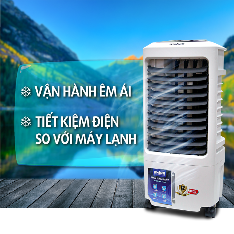 Quạt điều hòa không khí siêu mát Mobell AIR-2116A - Công suất 90W- Dung tích 8L-Bảo hành lên đến 12 tháng.